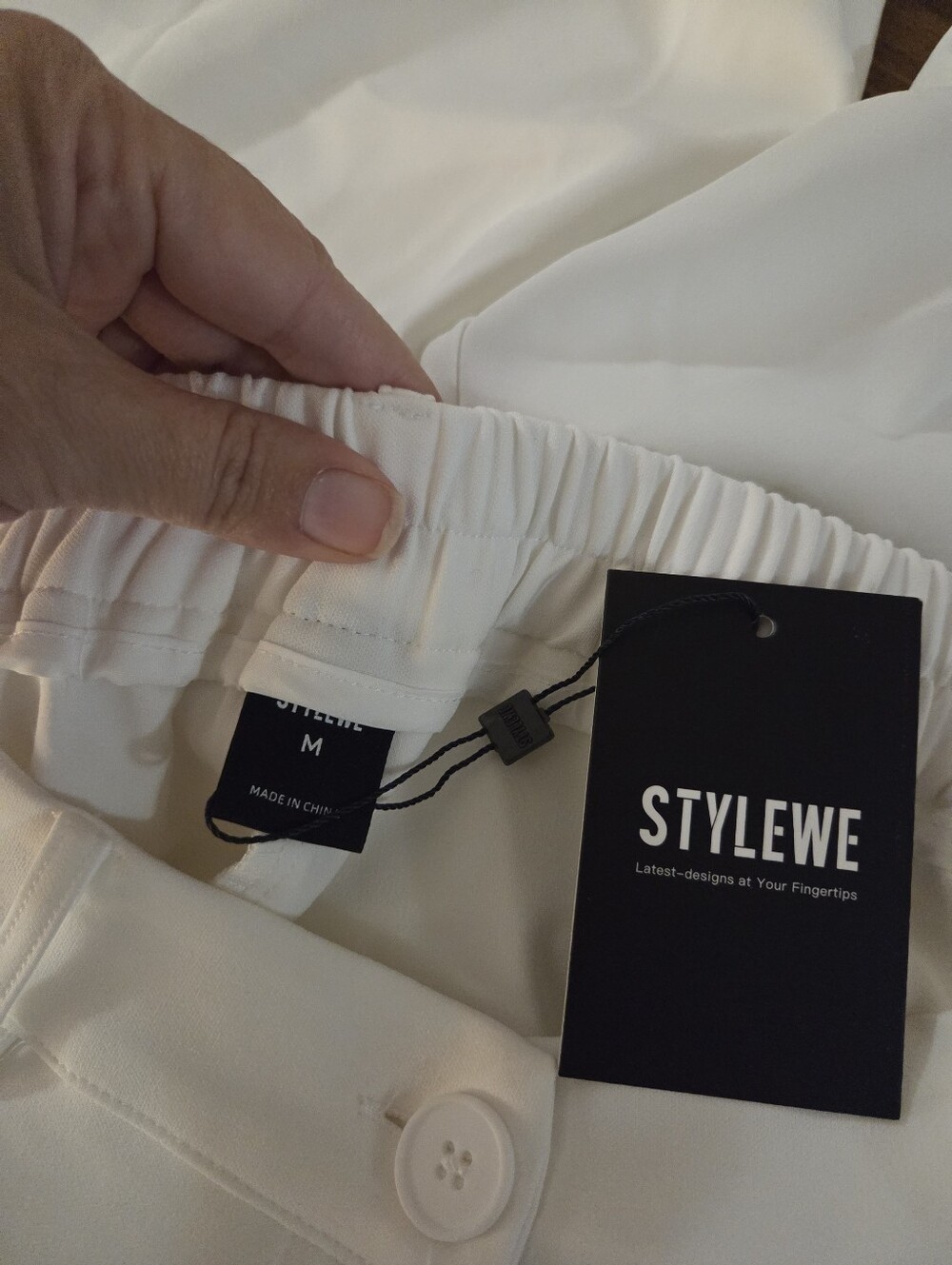 STYLEWE White Wide-Leg Pants with Hem Detail - Picture 5 of 5